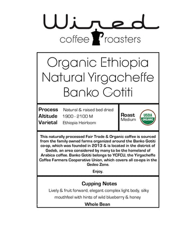 Ethiopia Natural Yirgacheffe Organic